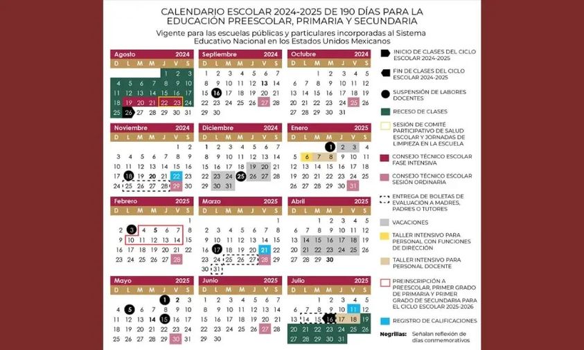 Publica SEP calendarios escolares 20242025 Vida Nayarit